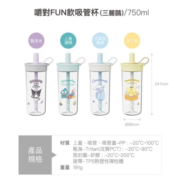 LocknLock X SANRIO 聯名 嚼對FUN飲吸管杯