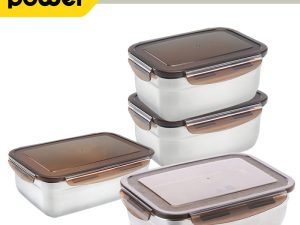 鍋寶316不鏽鋼保鮮盒4件組(800ml*1、1100ml*2、1450ml*1)