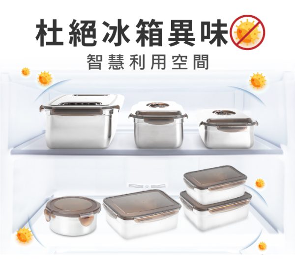 鍋寶316不鏽鋼保鮮盒4件組(800ml*1、1100ml*2、1450ml*1)