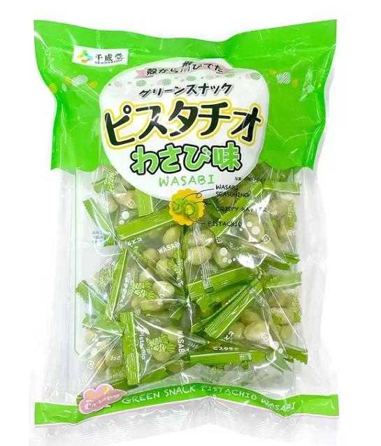 日本千成堂 綠色酥脆開心果 山葵味 215g