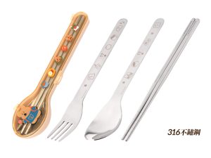 HOUSUXI X DINOTAENG 新品 校園系列 316不鏽鋼餐具三件組