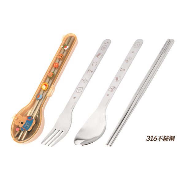 HOUSUXI X DINOTAENG 新品 校園系列 316不鏽鋼餐具三件組