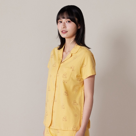 DINOTAENG X 台灣品牌Yvonne Collection 聯名家居用品系列 QUOKKA & BOBO 印花短袖開襟上衣