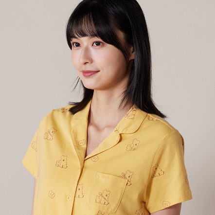 DINOTAENG X 台灣品牌Yvonne Collection 聯名家居用品系列 QUOKKA & BOBO 印花短袖開襟上衣