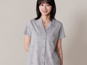 DINOTAENG X 台灣品牌Yvonne Collection 聯名家居用品系列 QUOKKA & BOBO 印花短袖開襟上衣