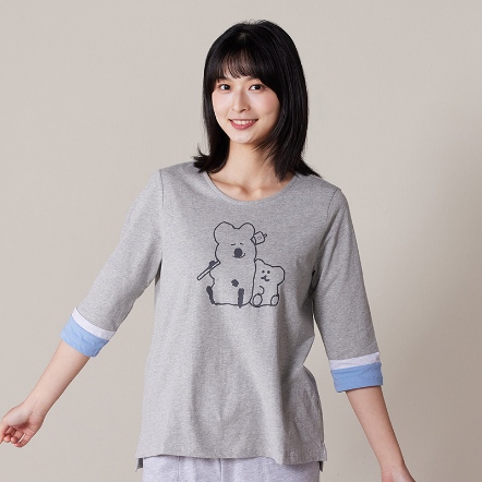 DINOTAENG X 台灣品牌Yvonne Collection 聯名家居用品系列 QUOKKA & BOBO 網印七分袖上衣