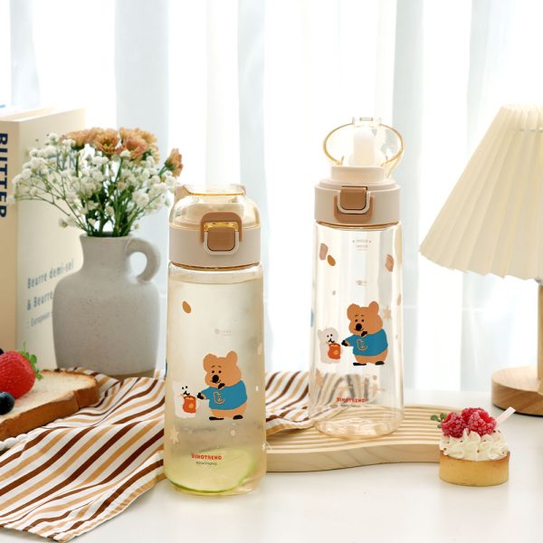 HOUSUXI X DINOTAENG 新品 校園系列 Tritan 彈蓋水瓶620ml