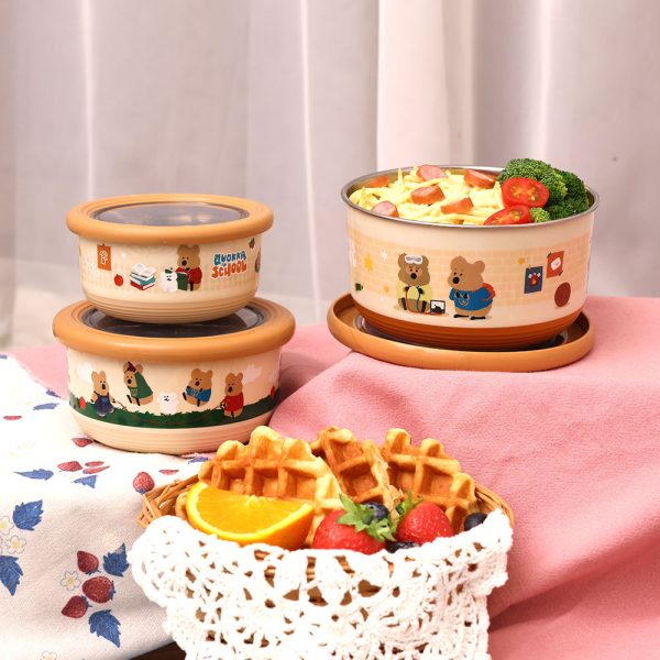 HOUSUXI X DINOTAENG 新品 校園系列 不鏽鋼雙層隔熱碗