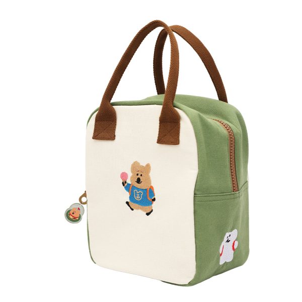 HOUSUXI X DINOTAENG 新品 校園系列 刺繡保溫餐袋
