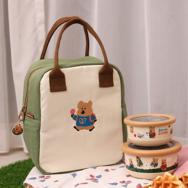 HOUSUXI X DINOTAENG 新品 校園系列 刺繡保溫餐袋