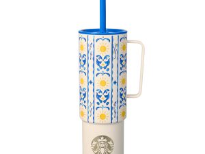 Starbucks 2025迎接夏日旅程 南歐風情不鏽鋼把手TOGO冷水杯932ML