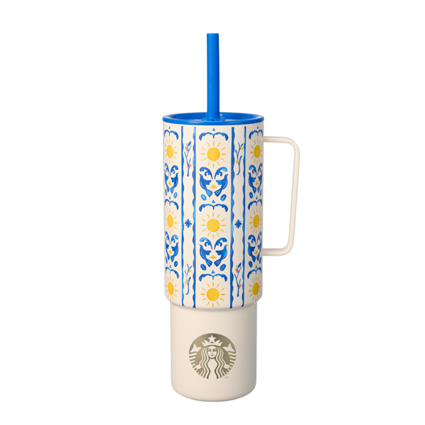 Starbucks 2025迎接夏日旅程 南歐風情不鏽鋼把手TOGO冷水杯932ML