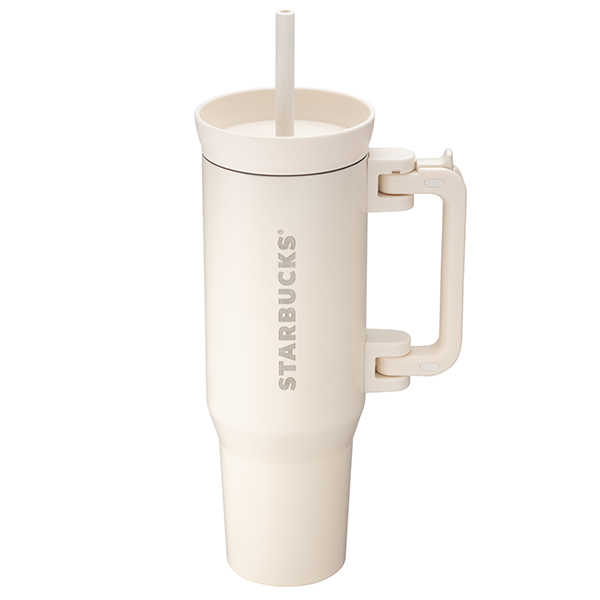 Starbucks 2025迎接夏日旅程 米不鏽鋼把手可收TOGO冷水杯1125ML