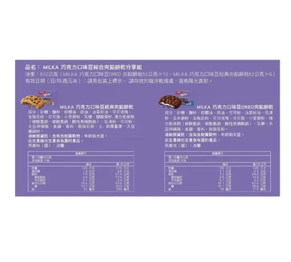 Oreo X Milka 巧克力風味豆 綜合夾餡餅乾分享組