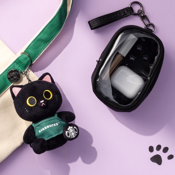 STARBUCKS X 黑貓系列周邊 E ) 綠圍裙黑貓掛飾組