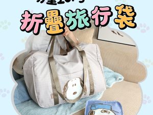 HOUSUXI X SNOOPY 萌萌出遊系列 折疊旅行袋