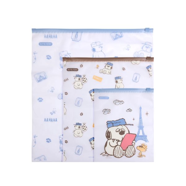 HOUSUXI X SNOOPY 萌萌出遊系列 滑很快夾鏈旅行收納袋-六件組
