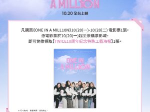 《ONE IN A MILL10N》TWICE10周年電影紀念特殊工藝海報  (海報類有機會折到，如有需要，下單時請加購海報桶/盒)