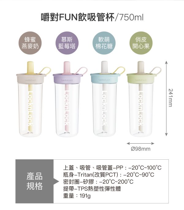 21 🌟 2025/11/17一日限時優惠🌟 LOCKNLOCK 嚼對FUN飲吸管杯750ml(四色任選/兩入組)